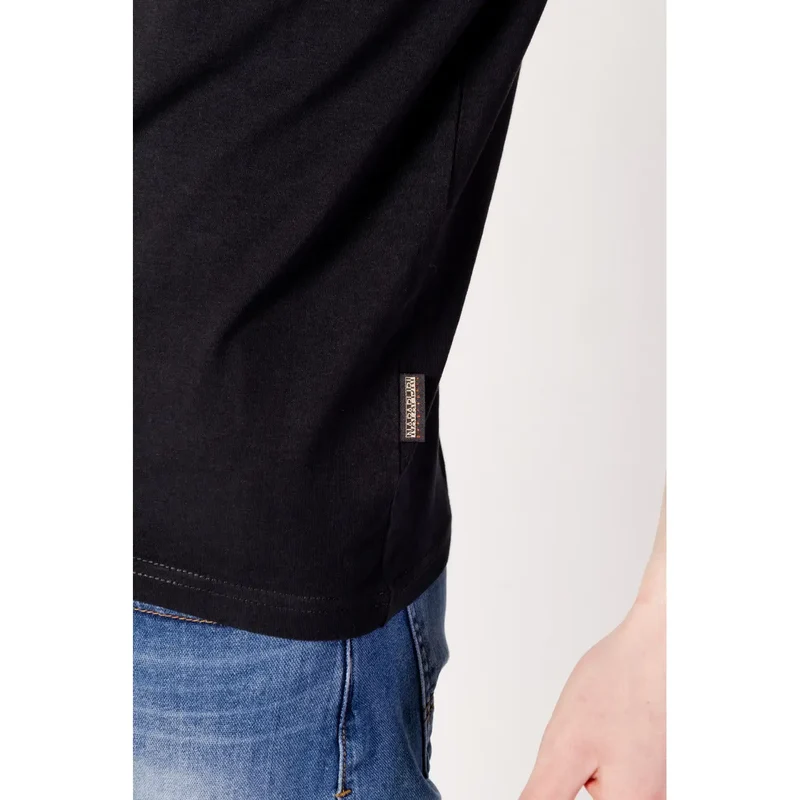 T-shirt pour homme Napapijri Noir Coton Col rond Manches courtes