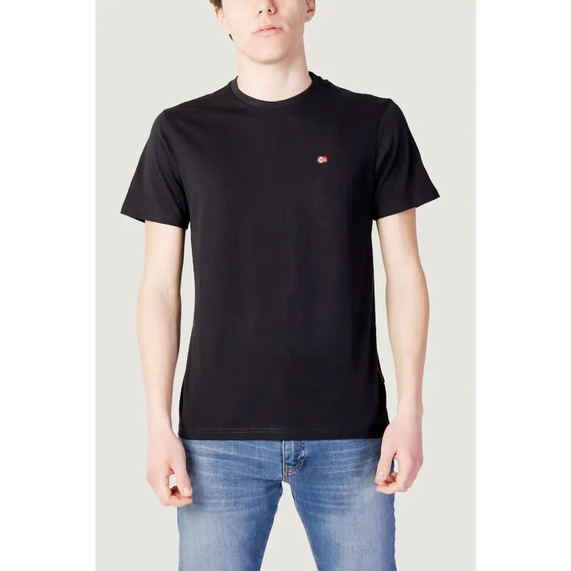 T-shirt pour homme Napapijri Noir Coton Col rond Manches courtes