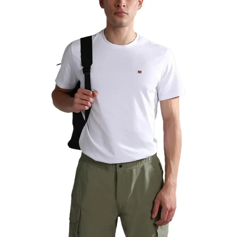 T-shirt pour Homme Napapijri Blanc Coton Manches Courtes Col Rond