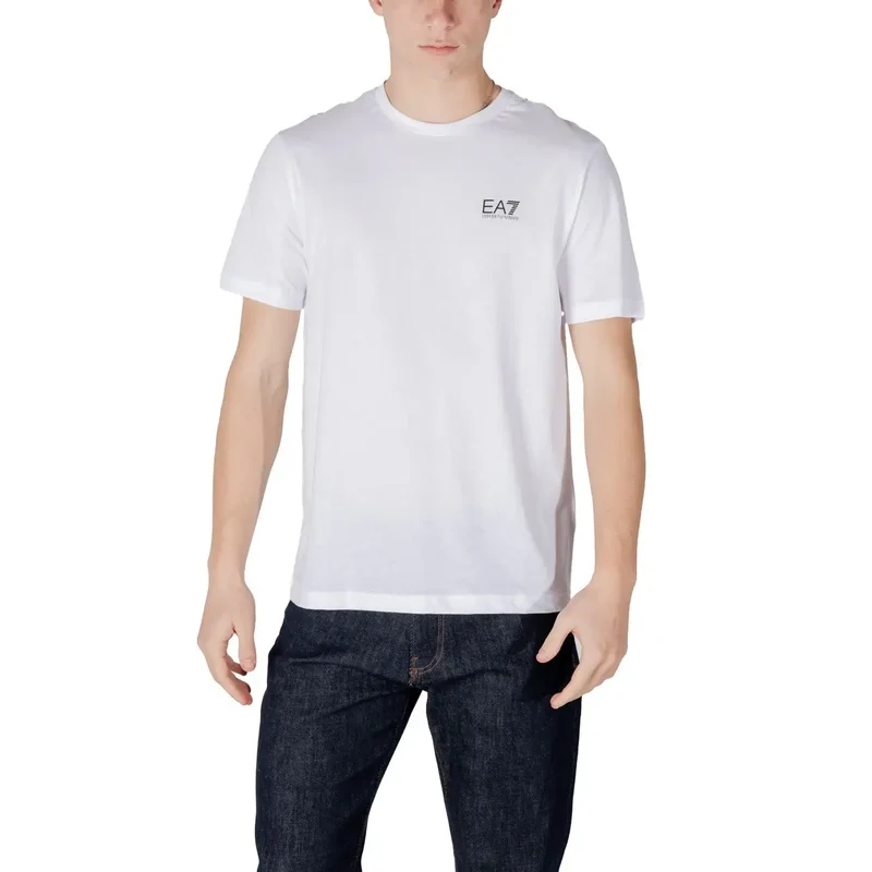 T-shirt pour Homme EA7 Noir Manches Courtes Col Rond Coton 100%