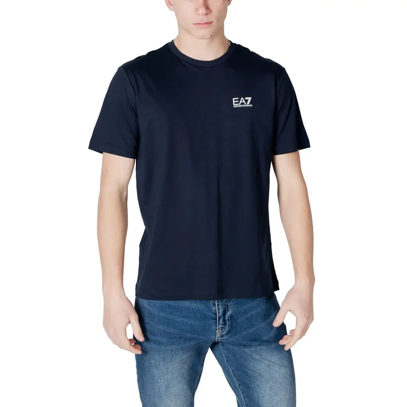 T-shirt pour Homme EA7 Noir Manches Courtes Col Rond Coton 100%
