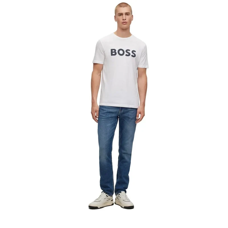 T-shirt pour Hommes Patron Blanc Col Rond Impression 100 % Coton
