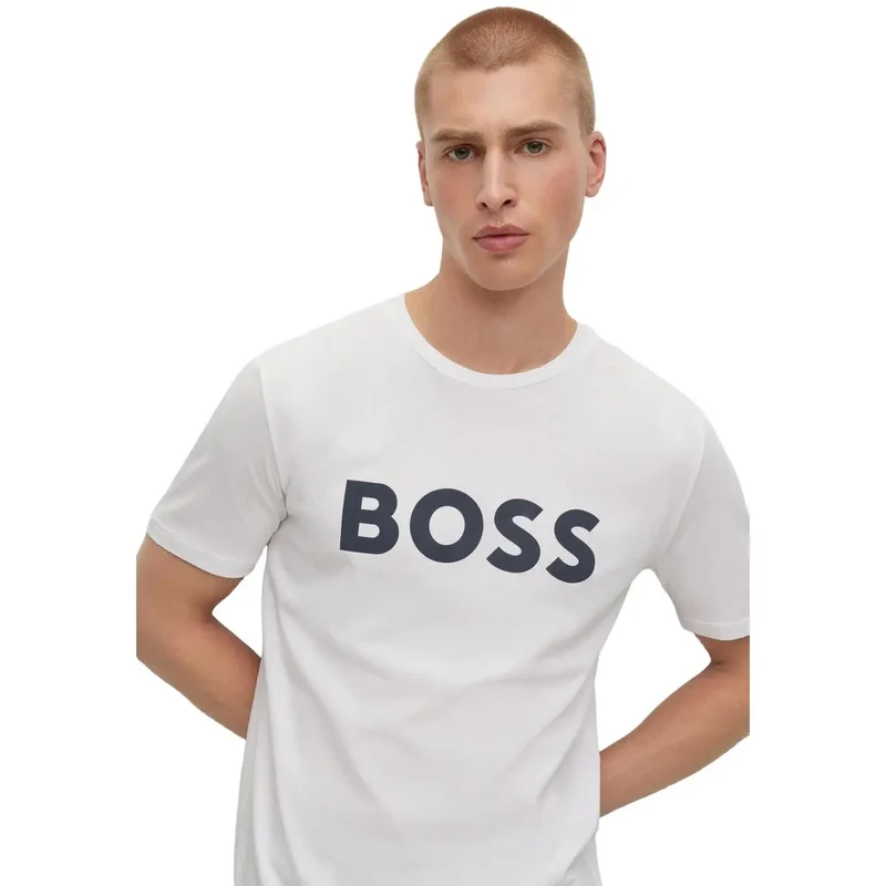 T-shirt pour Hommes Patron Blanc Col Rond Impression 100 % Coton