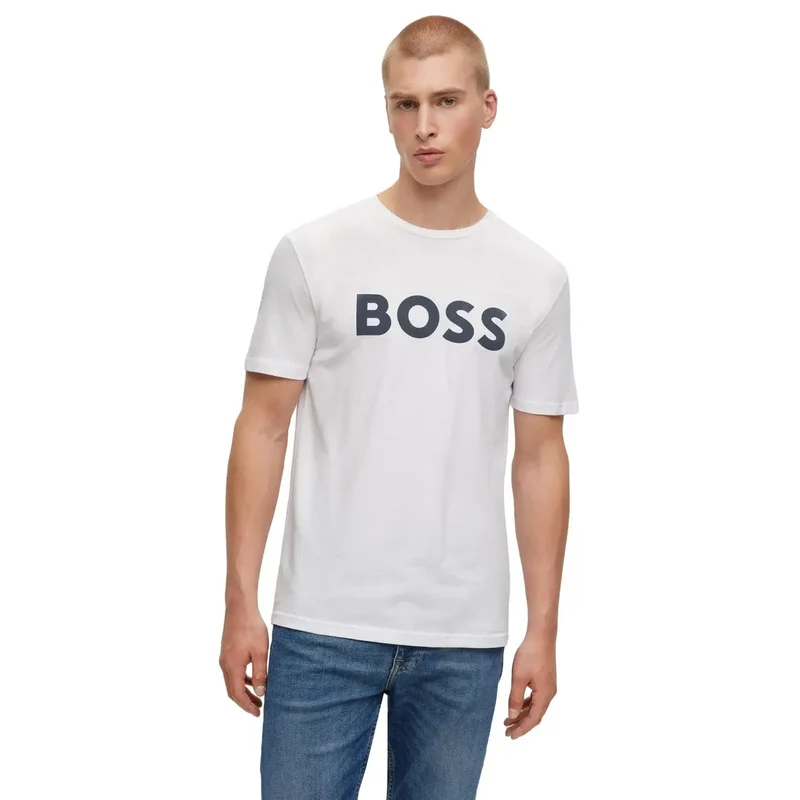 T-shirt pour Hommes Patron Blanc Col Rond Impression 100 % Coton