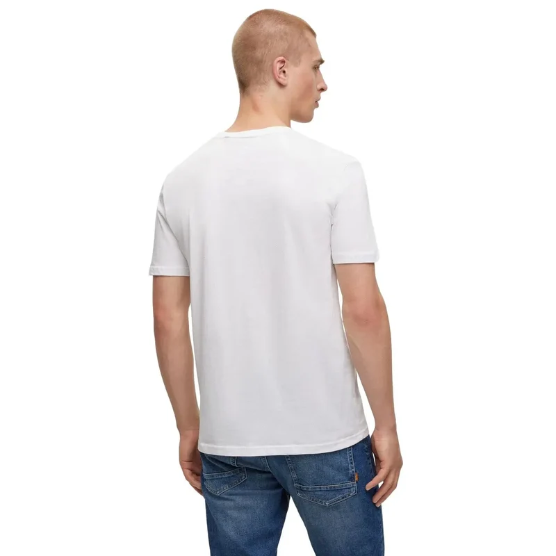 T-shirt pour Hommes Patron Blanc Col Rond Impression 100 % Coton