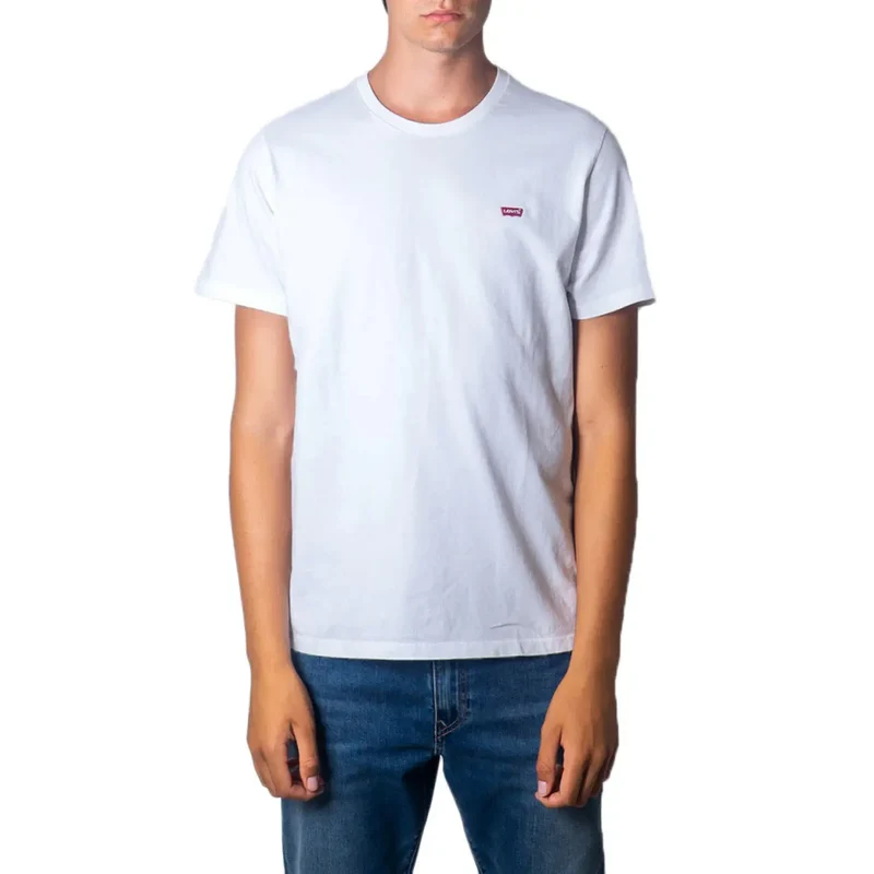 T-shirt pour hommes Levi’s blanc col rond manches courtes coton
