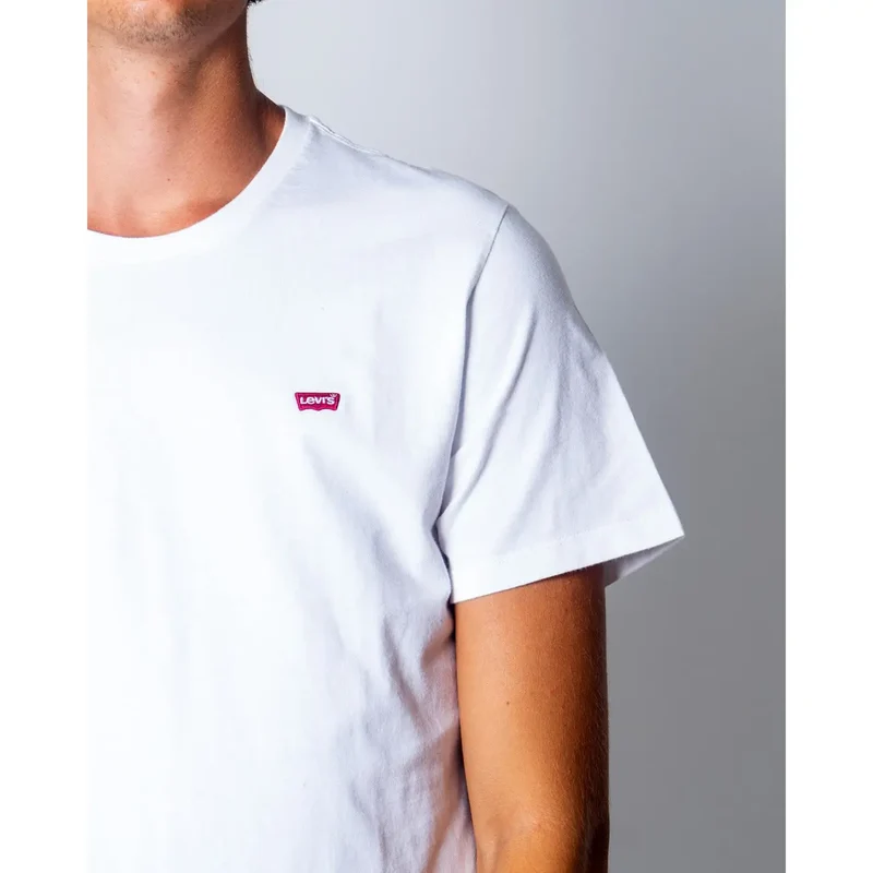 T-shirt pour hommes Levi’s blanc col rond manches courtes coton