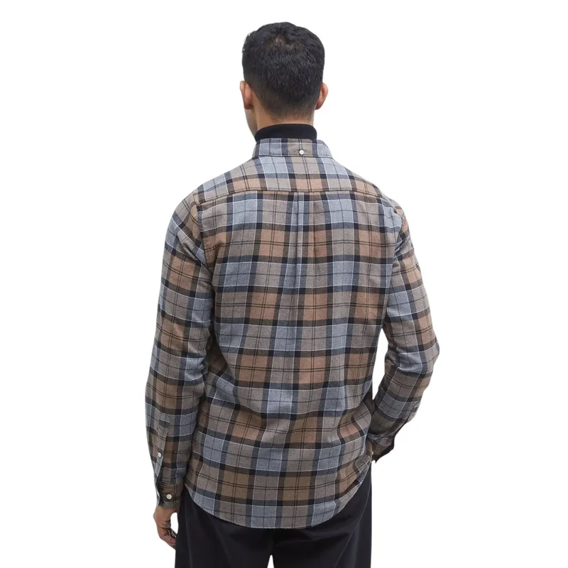 Chemise ajustée Portdown pour hommes Barbour en coton beige à carreaux