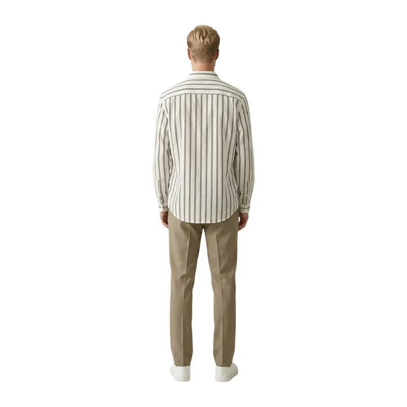 Chemise mandarine en coton rayé blanc pour hommes Gianni Lupo