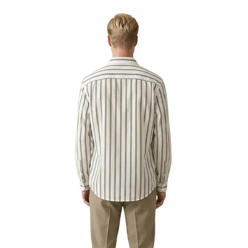 Chemise mandarine en coton rayé blanc pour hommes Gianni Lupo