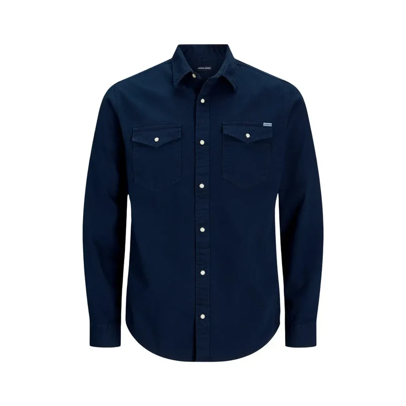 Chemise Homme Jack Jones Bleue Coton Manches Longues Classique JJESHERIDAN
