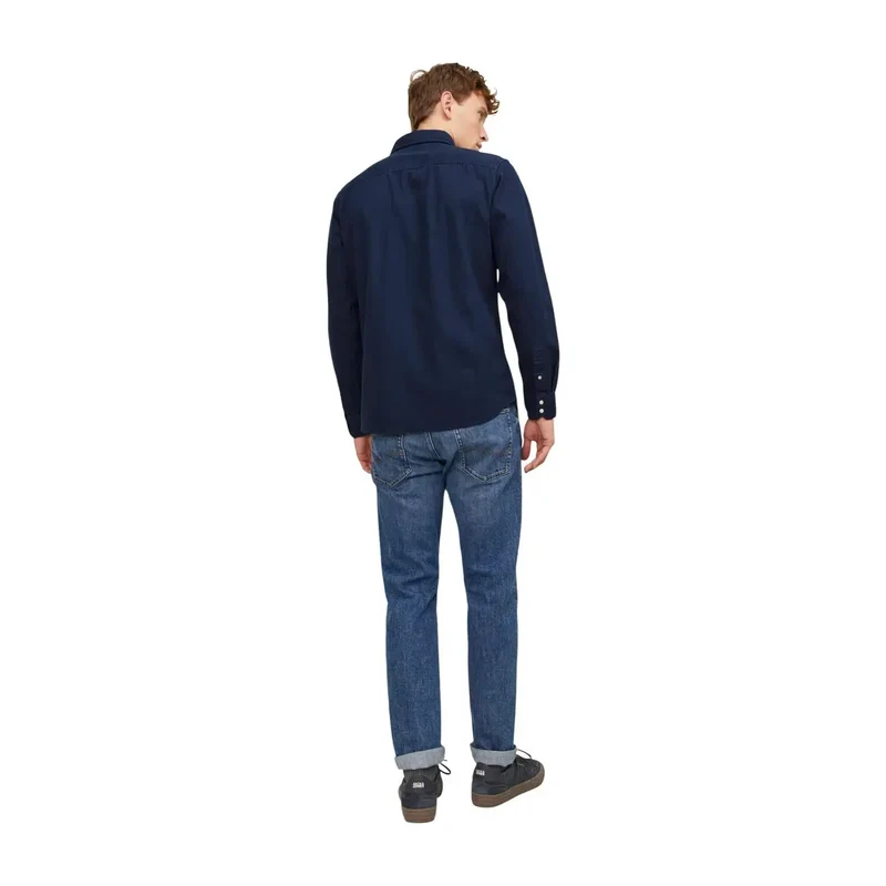 Chemise Homme Jack Jones Bleue Coton Manches Longues Classique JJESHERIDAN