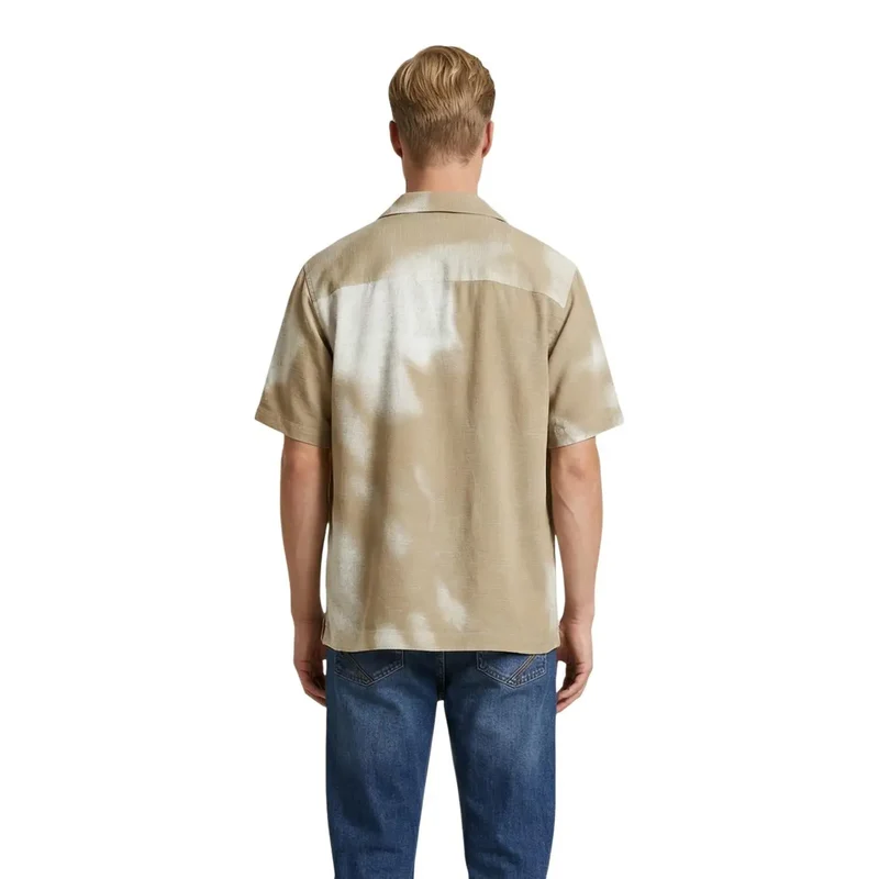 Chemise pour Hommes Seulement et Fils Lin Viscose Manches Courtes Beige Taille S