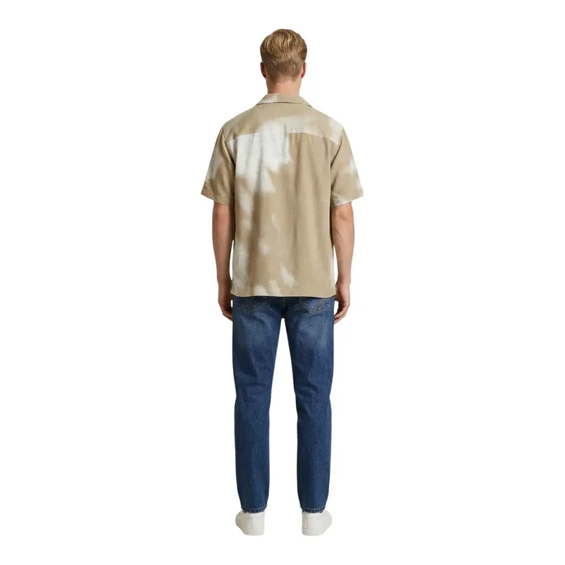 Chemise pour Hommes Seulement et Fils Lin Viscose Manches Courtes Beige Taille S