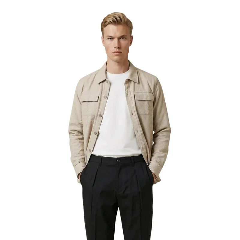Chemise Homme Gianni Lupo Beige Géométrique Viscose GL1013TB