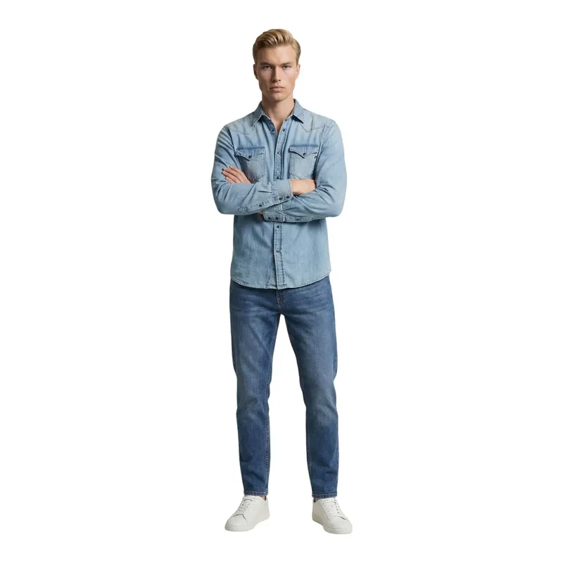 Chemise Homme Manches Longues Bleu Clair Classique Replay M4860T