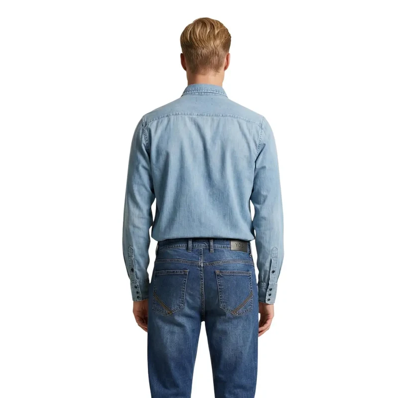 Chemise Homme Manches Longues Bleu Clair Classique Replay M4860T