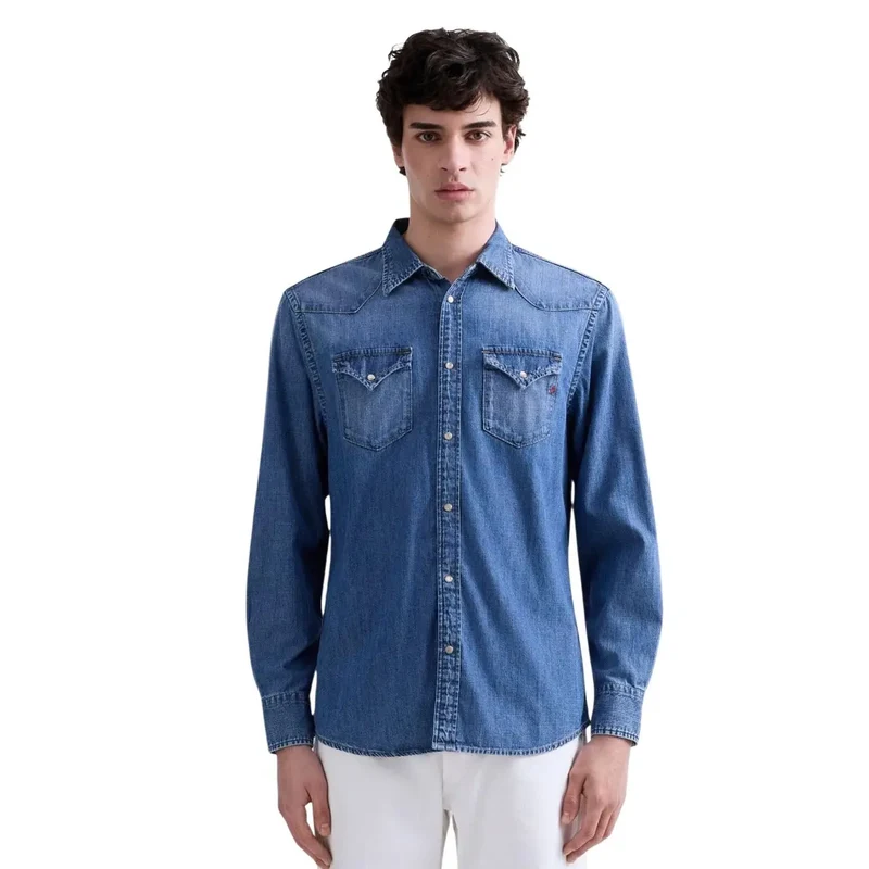 Chemise Replay Homme Bleu Clair Manches Longues Classique M4023T