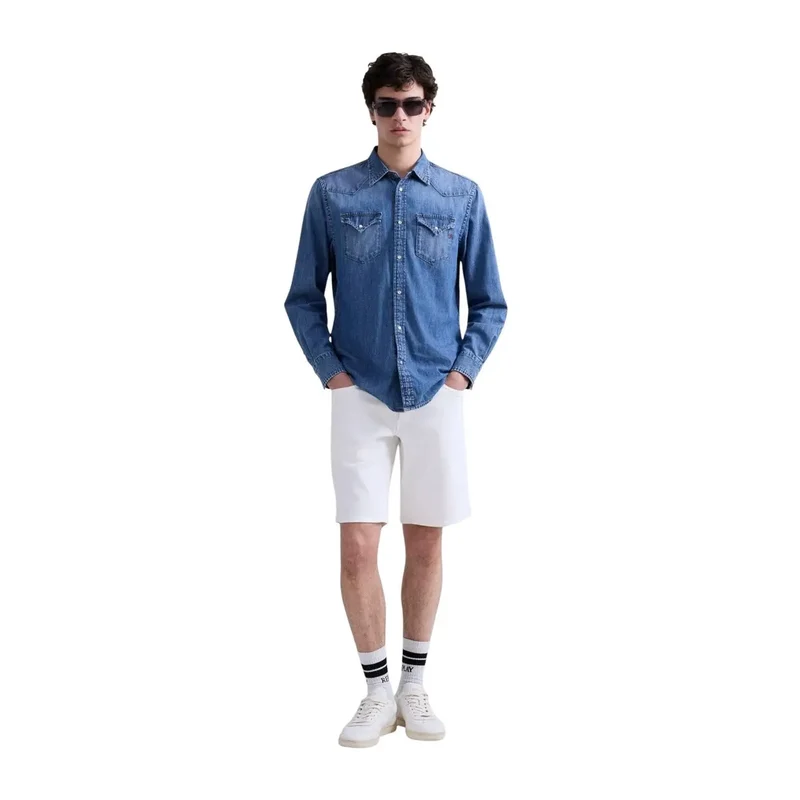 Chemise Replay Homme Bleu Clair Manches Longues Classique M4023T