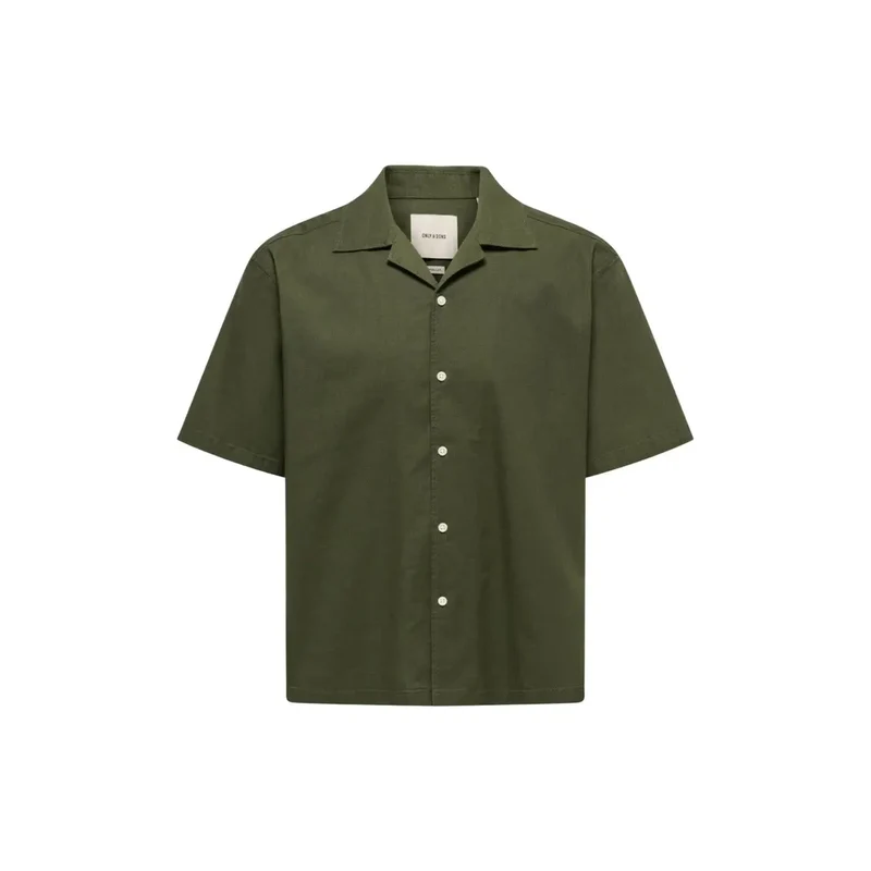 Chemise en coton vert à manches courtes pour hommes Only and Sons 22036358