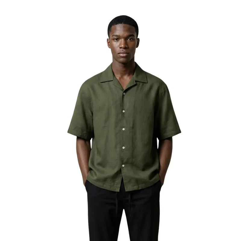 Chemise en coton vert à manches courtes pour hommes Only and Sons 22036358
