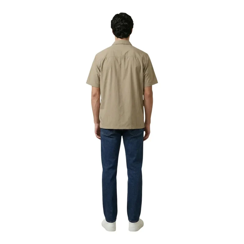Chemise Homme Armani Exchange Coton Beige Manches Courtes Pochette