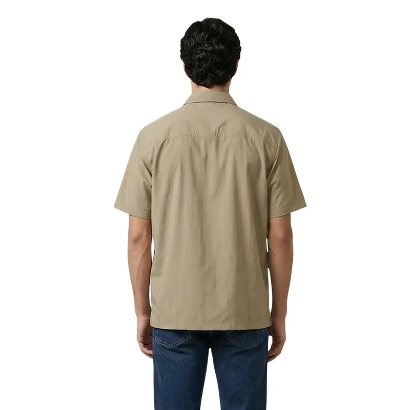 Chemise Homme Armani Exchange Coton Beige Manches Courtes Pochette