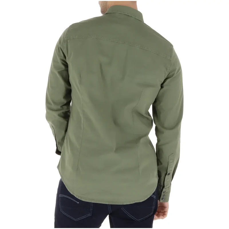 Chemise pour Homme G-star Vert Manches Longues Coton Élastique D23616