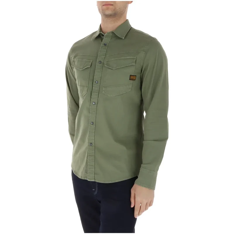 Chemise pour Homme G-star Vert Manches Longues Coton Élastique D23616