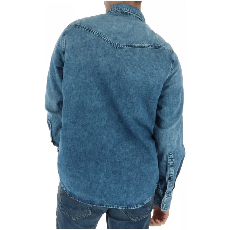 Chemise longue pour homme G-Star Coton bleu classique col rond D23006