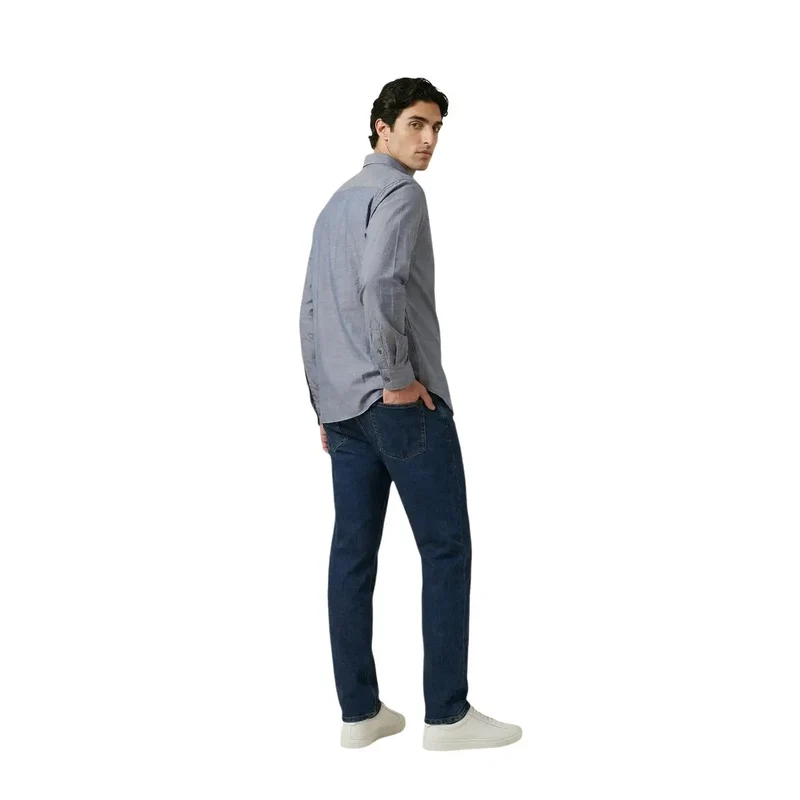 Chemise pour Homme Armani Exchange Bleu Manches Longues Mélange de Coton