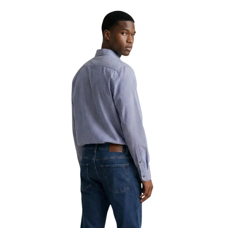 Chemise en coton rayée pour homme Armani Exchange bleu clair à manches longues