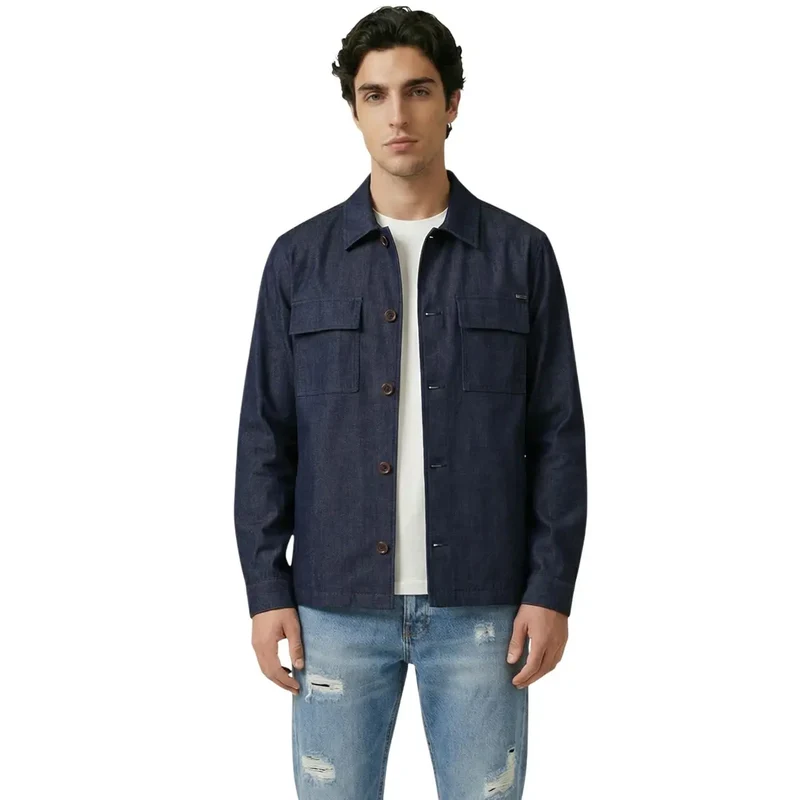 Chemise pour Hommes Gianni Lupo Bleu Manches Longues Lyocell Classique GN21822