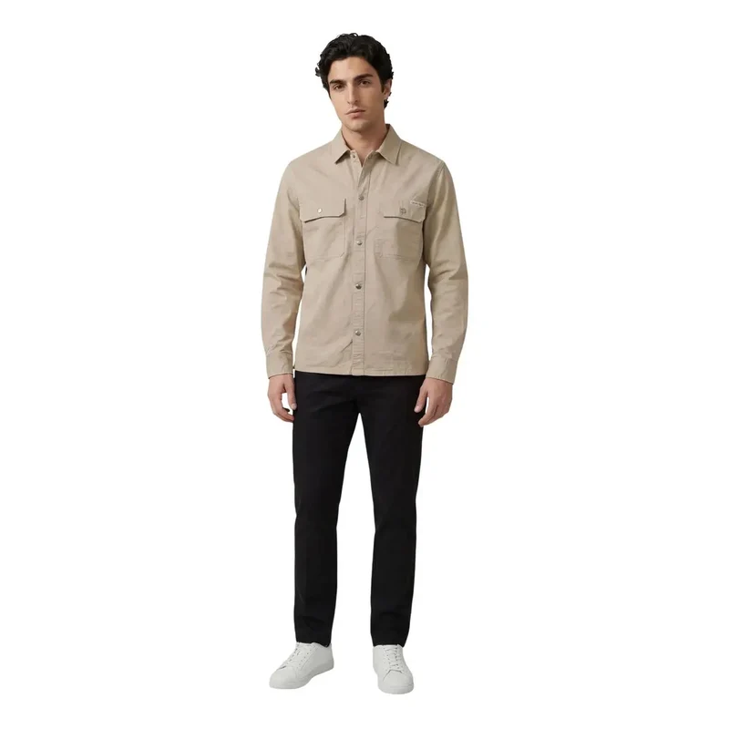 Chemise longue en coton beige pour hommes Calvin Klein Jeans LV04RE103G