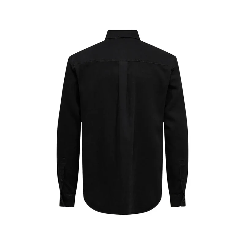 Chemise en coton à manches longues Only & Sons pour hommes Noir Classique 22036600