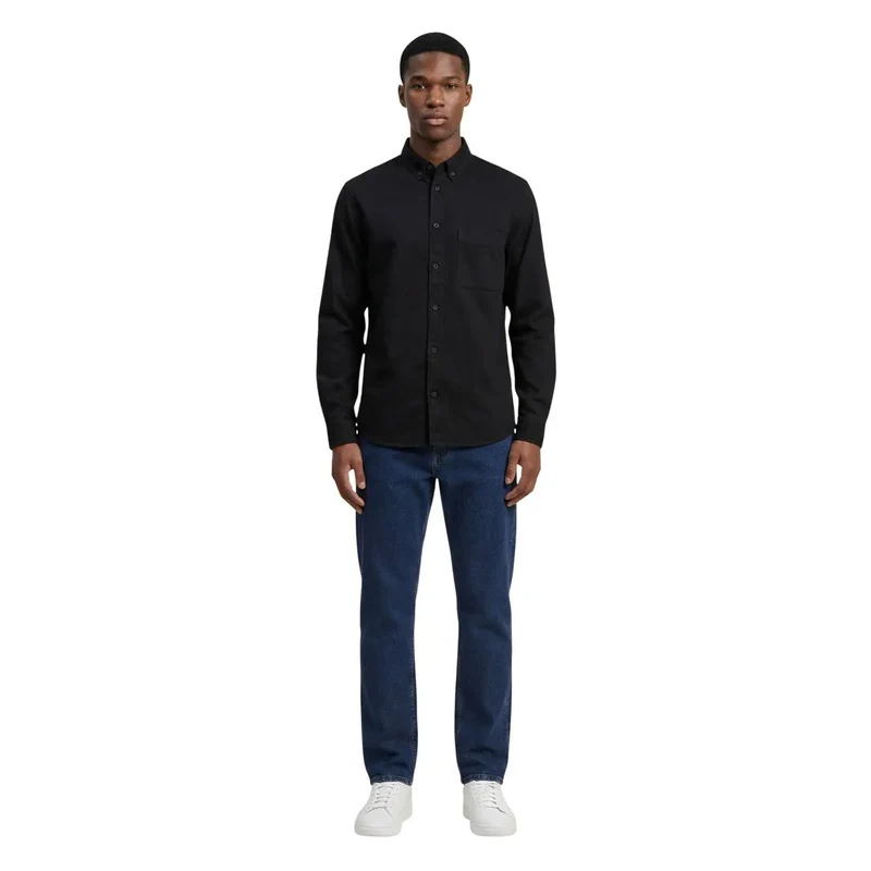 Chemise en coton à manches longues Only & Sons pour hommes Noir Classique 22036600