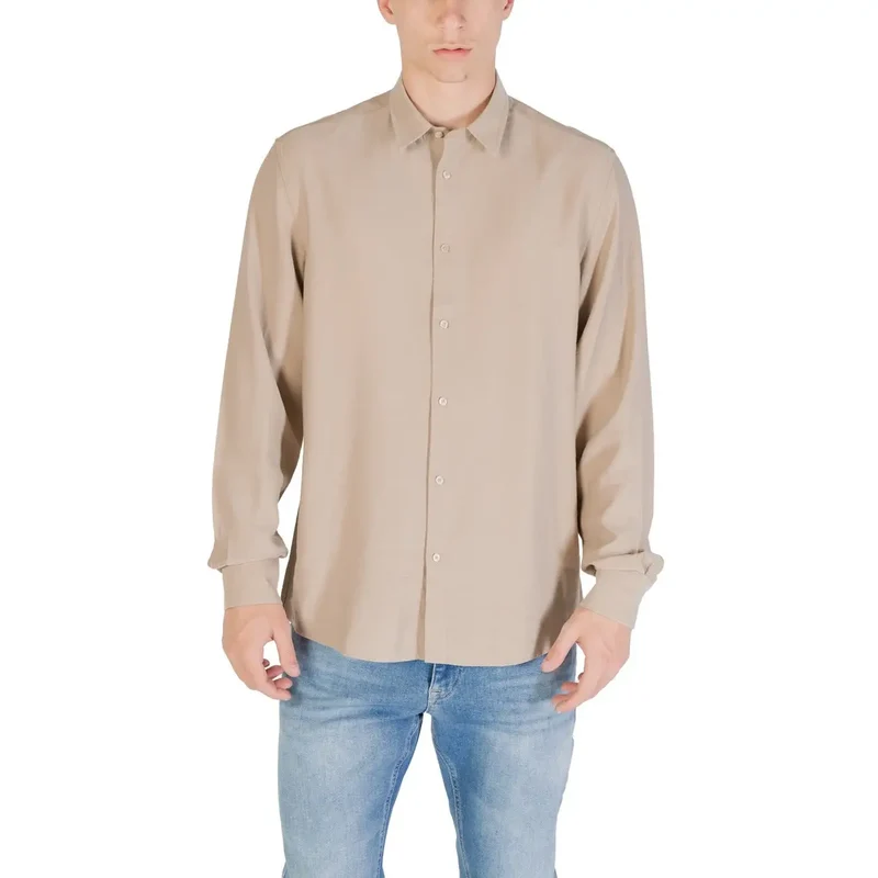 Chemise pour Homme Antony Morato Beige Manches Longues Mélange de Viscose