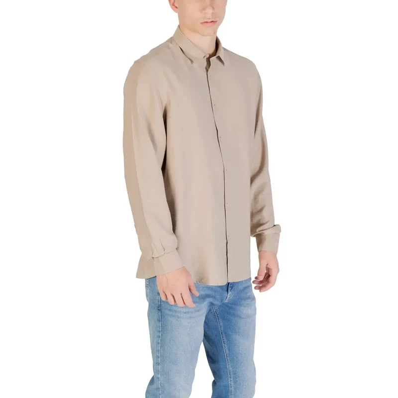 Chemise pour Homme Antony Morato Beige Manches Longues Mélange de Viscose