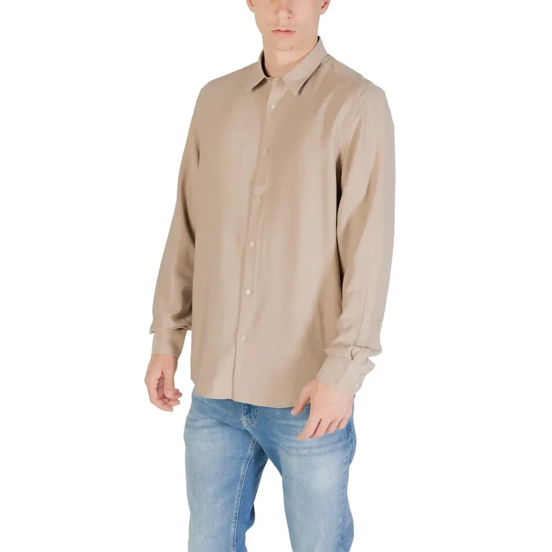 Chemise pour Homme Antony Morato Beige Manches Longues Mélange de Viscose