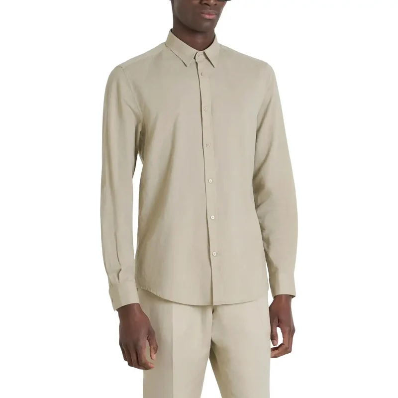 Chemise pour Homme Antony Morato Beige Coton Lin Classique Manches Longues