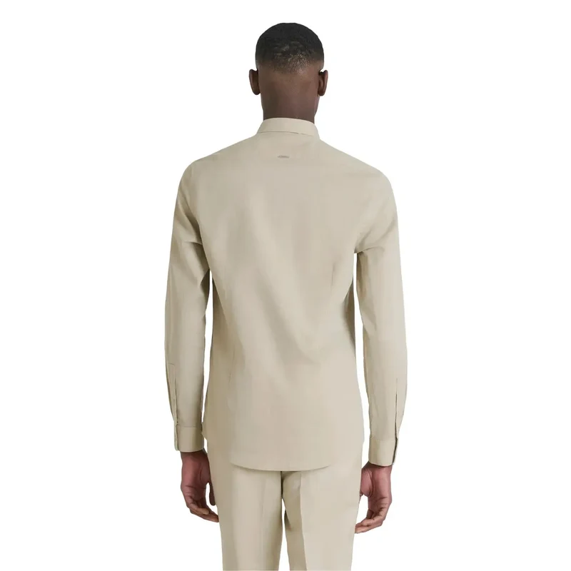 Chemise pour Homme Antony Morato Beige Coton Lin Classique Manches Longues