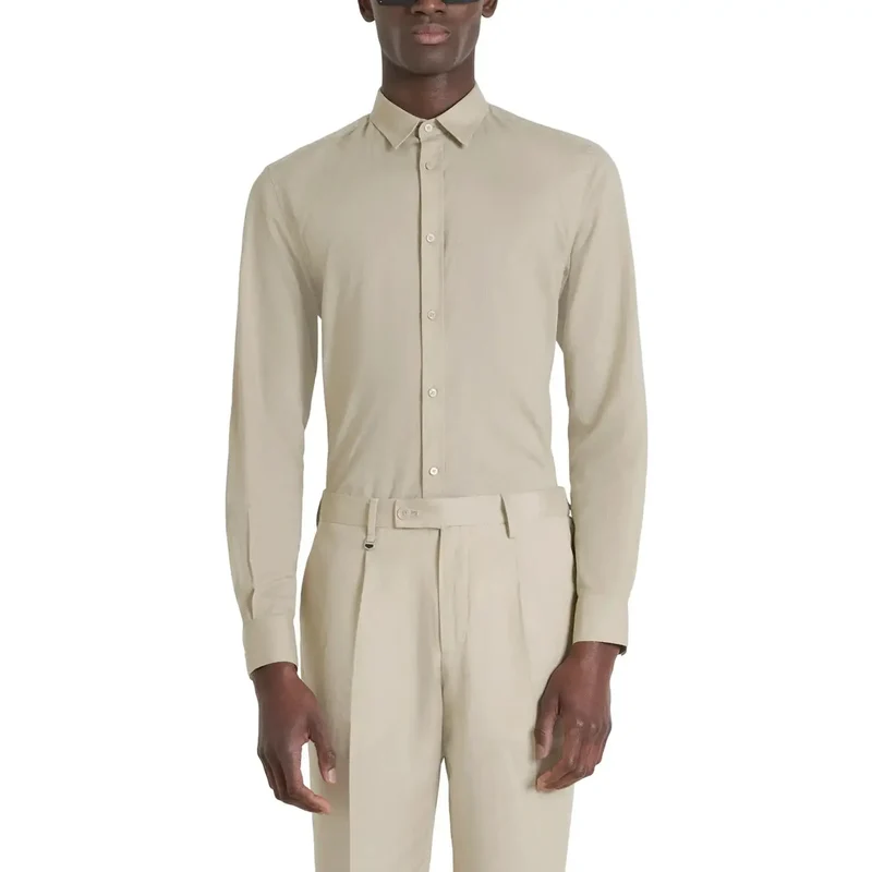 Chemise pour Homme Antony Morato Beige Coton Lin Classique Manches Longues