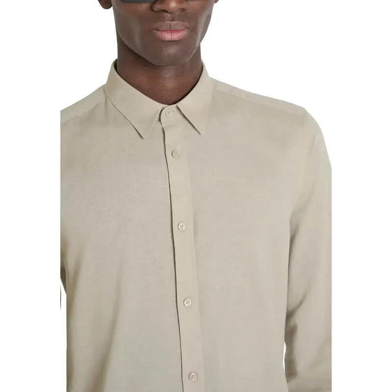 Chemise pour Homme Antony Morato Beige Coton Lin Classique Manches Longues
