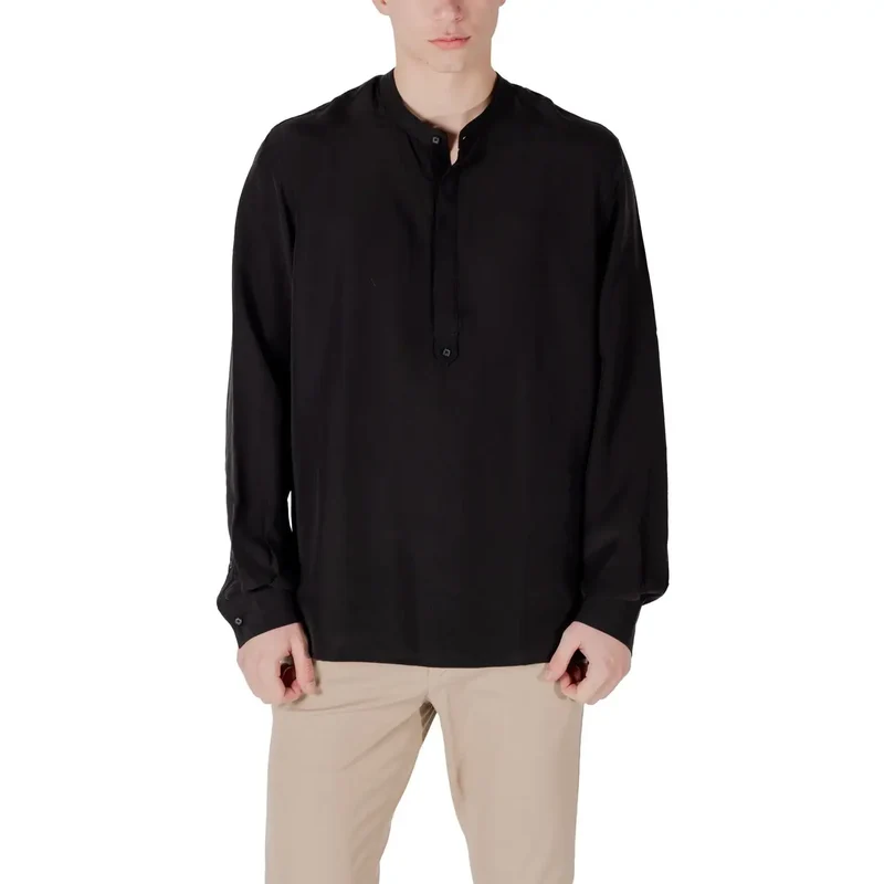 Chemise Antony Morato Homme Noire en Lin Col Mao