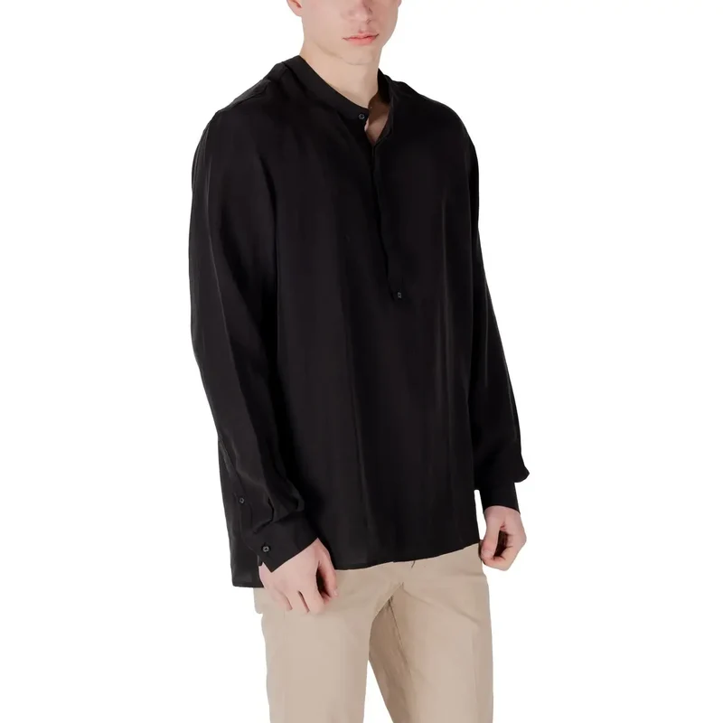 Chemise Antony Morato Homme Noire en Lin Col Mao