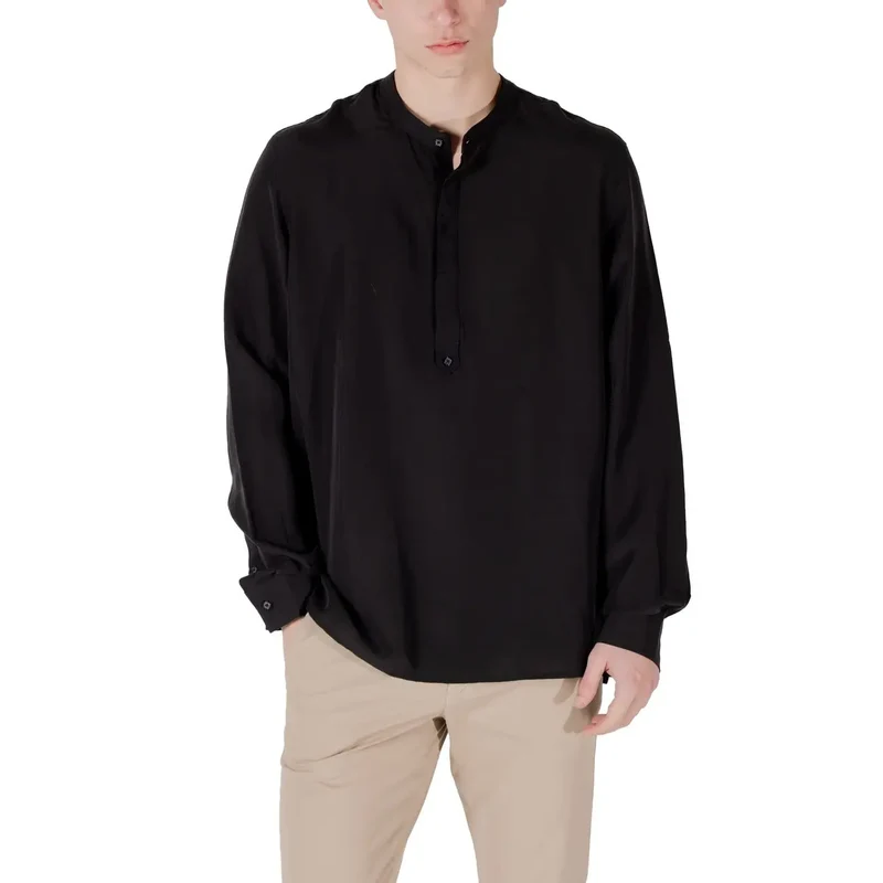 Chemise Antony Morato Homme Noire en Lin Col Mao