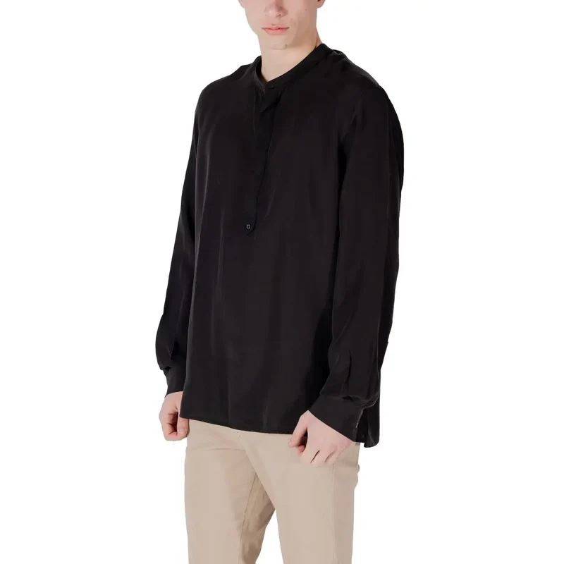 Chemise Antony Morato Homme Noire en Lin Col Mao