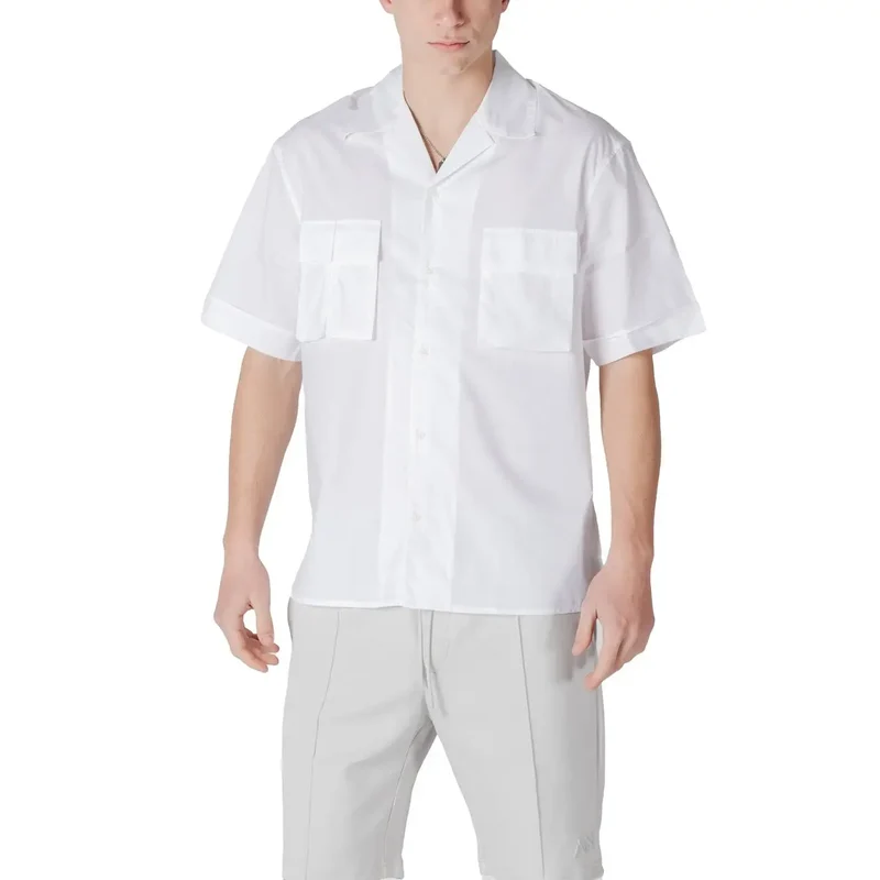 Chemise en coton à manches courtes col V blanc pour hommes Antony Morato