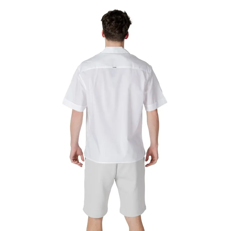 Chemise en coton à manches courtes col V blanc pour hommes Antony Morato