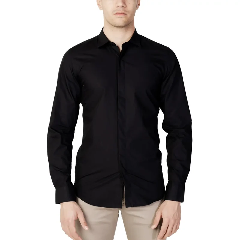 Chemise pour Homme Antony Morato Noire Classique Manches Longues Coton